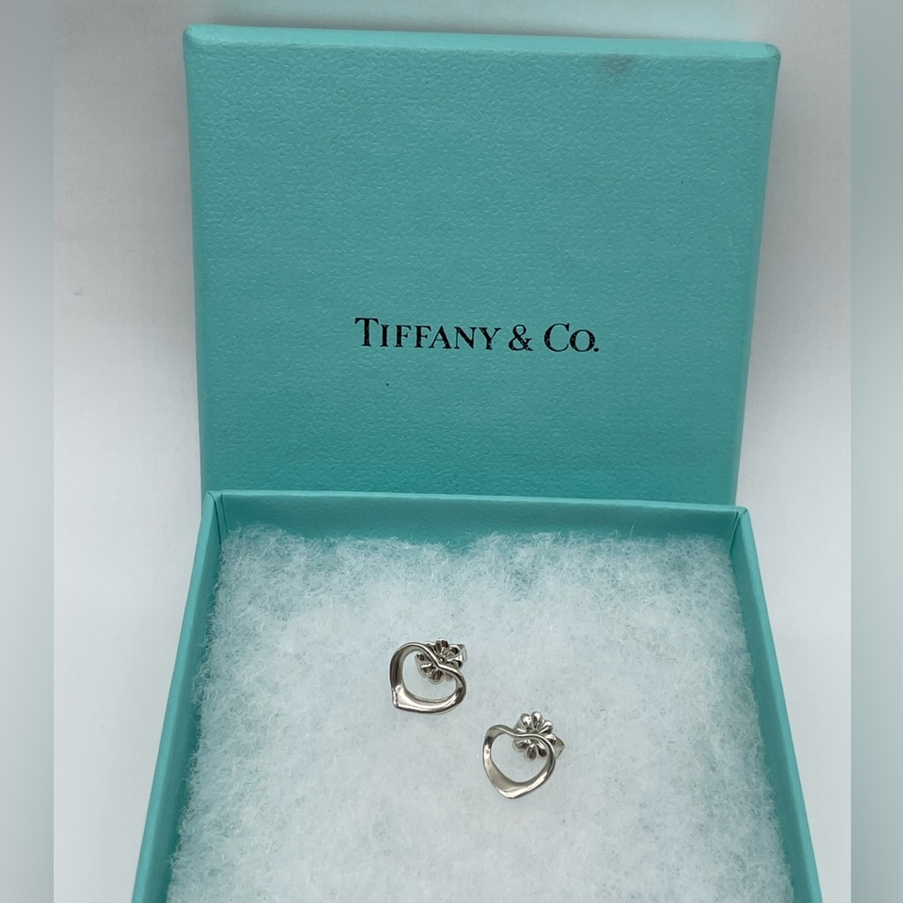 Tiffany and Co Silver 925 Open Heart Earrings